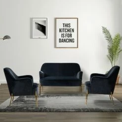 Velvet 3 Piece Living Room Set loveseat chair | Karat Home