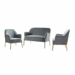 Velvet 3 Piece Living Room Set loveseat chair | Karat Home -Living Room Chairs store unnamed file 5239