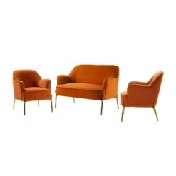 Velvet 3 Piece Living Room Set loveseat chair | Karat Home -Living Room Chairs store unnamed file 5243