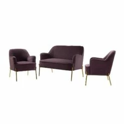 Velvet 3 Piece Living Room Set loveseat chair | Karat Home -Living Room Chairs store unnamed file 5245