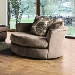 Mauricio Microfiber Swivel Chair - miBasics Brown