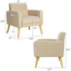 Costway Set of 2 Accent Chair Upholstered Single Sofa Armchair w/ Wooden Legs