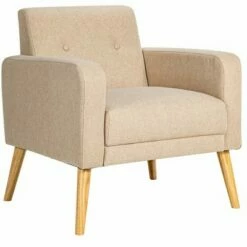 Costway Set of 2 Accent Chair Upholstered Single Sofa Armchair w/ Wooden Legs -Living Room Chairs store unnamed file 5273