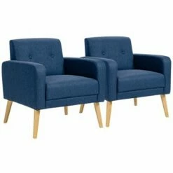 Costway Set of 2 Accent Chair Upholstered Single Sofa Armchair w/ Wooden Legs -Living Room Chairs store unnamed file 5276