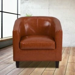 Flash Furniture LeatherSoft Lounge Chair with Sloping Arms