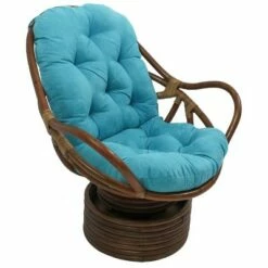 Rattan Swivel Rocker with Micro Suede Cushion - International Caravan Aqua Blue -Living Room Chairs store unnamed file 5293