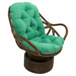 Rattan Swivel Rocker with Micro Suede Cushion - International Caravan Aqua Blue -Living Room Chairs store unnamed file 5298