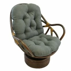 Rattan Swivel Rocker with Micro Suede Cushion - International Caravan Aqua Blue -Living Room Chairs store unnamed file 5299
