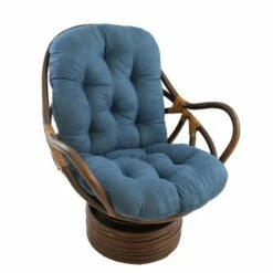 Rattan Swivel Rocker with Micro Suede Cushion - International Caravan Aqua Blue -Living Room Chairs store unnamed file 5301
