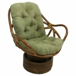 Rattan Swivel Rocker with Micro Suede Cushion - International Caravan Aqua Blue -Living Room Chairs store unnamed file 5307