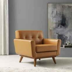 Engage Leather Lounge Accent Armchair Tan - Modway -Living Room Chairs store unnamed file 5320