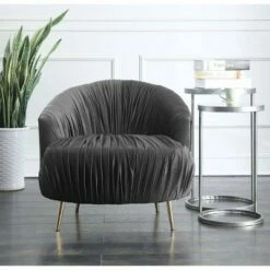 Penelope Ruched Accent Armchair - Picket House Furnishings Gunmetal -Living Room Chairs store unnamed file 5341