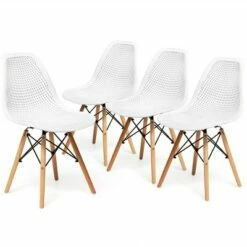 Costway Set of 4 Plastic Hollow Out Chair Mid Century Modern Wood-Leg Seat White 23 Costway Set of 4 Plastic Hollow Out Chair Mid Century Modern Wood-Leg Seat White -Living Room Chairs store unnamed file 5354