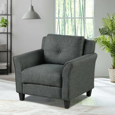 Costway Accent Chair Upholstered Fabric Single Sofa Chair w/Tufted Backrest Grey 3 Costway Accent Chair Upholstered Fabric Single Sofa Chair w/Tufted Backrest Grey