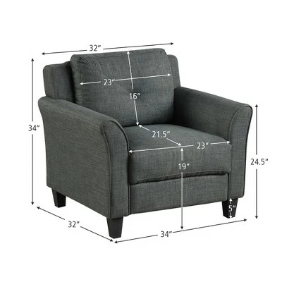 Costway Accent Chair Upholstered Fabric Single Sofa Chair w/Tufted Backrest Grey 4 Costway Accent Chair Upholstered Fabric Single Sofa Chair w/Tufted Backrest Grey - Image 2