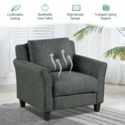 Costway Accent Chair Upholstered Fabric Single Sofa Chair w/Tufted Backrest Grey 13 Costway Accent Chair Upholstered Fabric Single Sofa Chair w/Tufted Backrest Grey -Living Room Chairs store unnamed file 5358