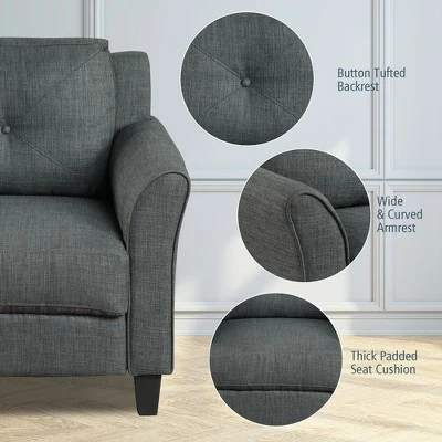 Costway Accent Chair Upholstered Fabric Single Sofa Chair w/Tufted Backrest Grey 8 Costway Accent Chair Upholstered Fabric Single Sofa Chair w/Tufted Backrest Grey - Image 6
