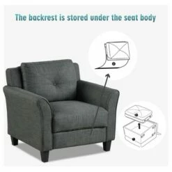 Costway Accent Chair Upholstered Fabric Single Sofa Chair w/Tufted Backrest Grey 16 Costway Accent Chair Upholstered Fabric Single Sofa Chair w/Tufted Backrest Grey -Living Room Chairs store unnamed file 5361