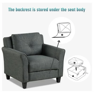 Costway Accent Chair Upholstered Fabric Single Sofa Chair w/Tufted Backrest Grey 9 Costway Accent Chair Upholstered Fabric Single Sofa Chair w/Tufted Backrest Grey - Image 7