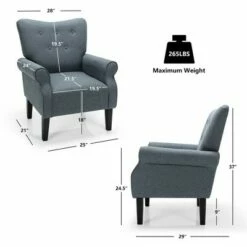 Costway Modern Accent Chair Fabric Armchair w/ Rubber Wood Legs & Tufted -Living Room Chairs store unnamed file 5389