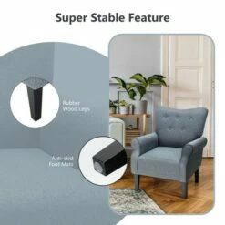 Costway Modern Accent Chair Fabric Armchair w/ Rubber Wood Legs & Tufted -Living Room Chairs store unnamed file 5392