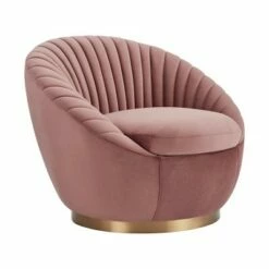 Mitzy Tufted Velvet Swivel Round Accent Chair - Armen Living Blush -Living Room Chairs store unnamed file 5404