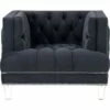 Velvet Upholstered Chair with Tufted Details and Acrylic Legs - Benzara Blue 2 Velvet Upholstered Chair with Tufted Details and Acrylic Legs - Benzara Blue -Living Room Chairs store unnamed file 5420
