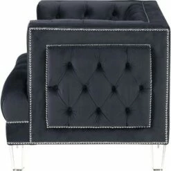 Velvet Upholstered Chair with Tufted Details and Acrylic Legs - Benzara Blue -Living Room Chairs store unnamed file 5422