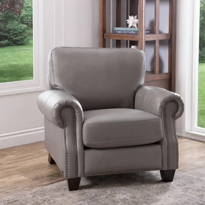 Logan Gray Leather Armchair Gray - Abbyson Living 3 Logan Gray Leather Armchair Gray - Abbyson Living