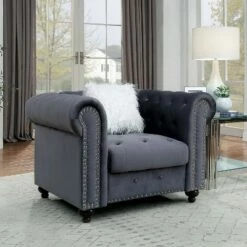 Paseo Button Tufted Chair with Nailhead Trim - miBasics Blue -Living Room Chairs store unnamed file 5467