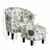 Costway Modern Accent Tub Chair&Ottoman Set Fabric Upholstered Club Chair Grey Floral