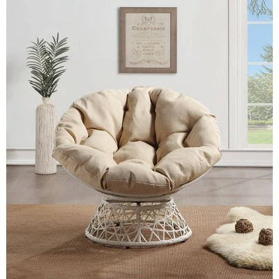 Papasan Chair - OSP Home Furnishings Gray With Cream Wicker 6 Papasan Chair - OSP Home Furnishings Gray With Cream Wicker - Image 4