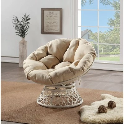 Papasan Chair - OSP Home Furnishings Gray With Cream Wicker 7 Papasan Chair - OSP Home Furnishings Gray With Cream Wicker - Image 5