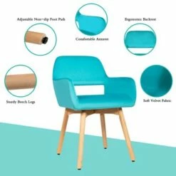 Costway Set of 2 Modern Accent Armchairs Velvet Fabric Leisure Chairs Club Guest YellowBlue Grey -Living Room Chairs store unnamed file 5544