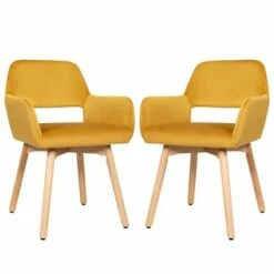 Costway Set of 2 Modern Accent Armchairs Velvet Fabric Leisure Chairs Club Guest YellowBlue Grey -Living Room Chairs store unnamed file 5551