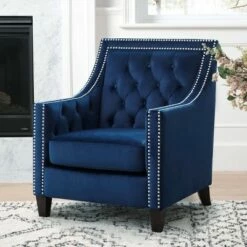 Valerie Nailhead Tufted Accent Chair - Abbyson Living Black