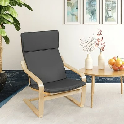 Costway Relax Lounge Chair & Padded Ottoman Set w/ Magazine Rack Beige 7 Costway Relax Lounge Chair & Padded Ottoman Set w/ Magazine Rack Beige - Image 5
