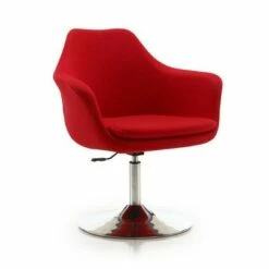 Set of 2 Kinsey Wool Blend Adjustable Height Swivel Accent Chairs Red - Manhattan Comfort
