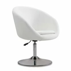 Set of 2 Hopper Faux Leather Adjustable Height Chairs White - Manhattan Comfort