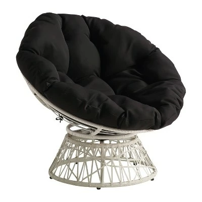 Papasan Chair - OSP Home Furnishings Gray With Cream Wicker 19 Papasan Chair - OSP Home Furnishings Gray With Cream Wicker - Image 17