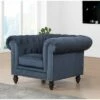 Grand Wyatt Velvet Armchair Dark Blue - Abbyson Living