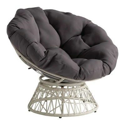 Papasan Chair - OSP Home Furnishings Gray With Cream Wicker 23 Papasan Chair - OSP Home Furnishings Gray With Cream Wicker - Image 21