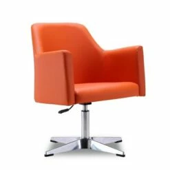Set of 2 Pelo Faux Leather Adjustable Height Swivel Accent Chairs Orange - Manhattan Comfort