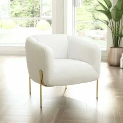 Mikala Armchair Ivory/Gold - ZM Home -Living Room Chairs store unnamed file 5721
