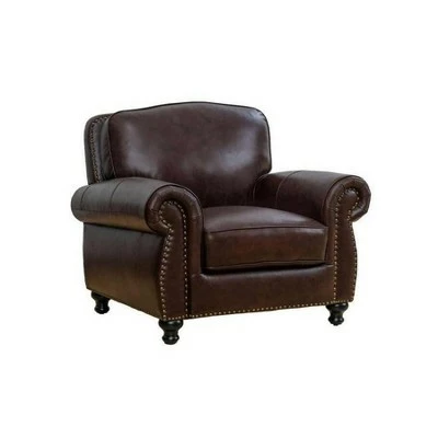 Hobson Leather Armchair - Abbyson Living Brown 5 Hobson Leather Armchair - Abbyson Living Brown - Image 3
