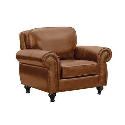Hobson Leather Armchair - Abbyson Living Brown 6 Hobson Leather Armchair - Abbyson Living Brown - Image 4
