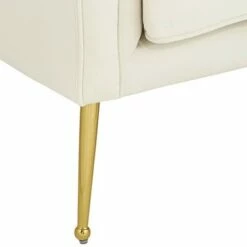 55 Downing Street Leighton White Velvet and Gold Tufted Accent Chair -Living Room Chairs store unnamed file 5813
