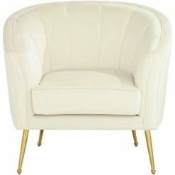 55 Downing Street Leighton White Velvet and Gold Tufted Accent Chair -Living Room Chairs store unnamed file 5814