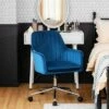 Costway Velvet Accent Office Armchair Adjustable Swivel Removable Cushion PinkBlueGrey -Living Room Chairs store unnamed file 5947