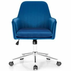 Costway Velvet Accent Office Armchair Adjustable Swivel Removable Cushion PinkBlueGrey -Living Room Chairs store unnamed file 5955